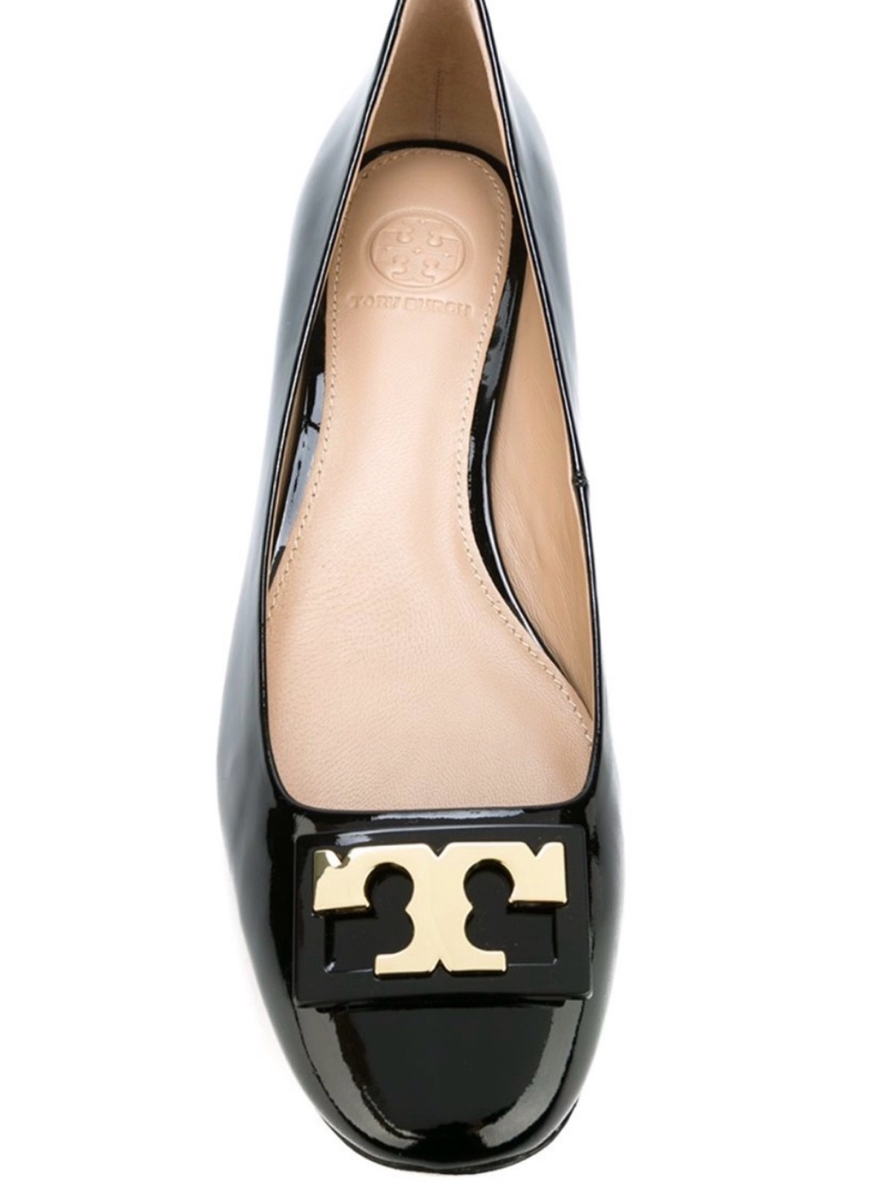 Tory Burch Black Patent Gigi Logo Ballet Flat